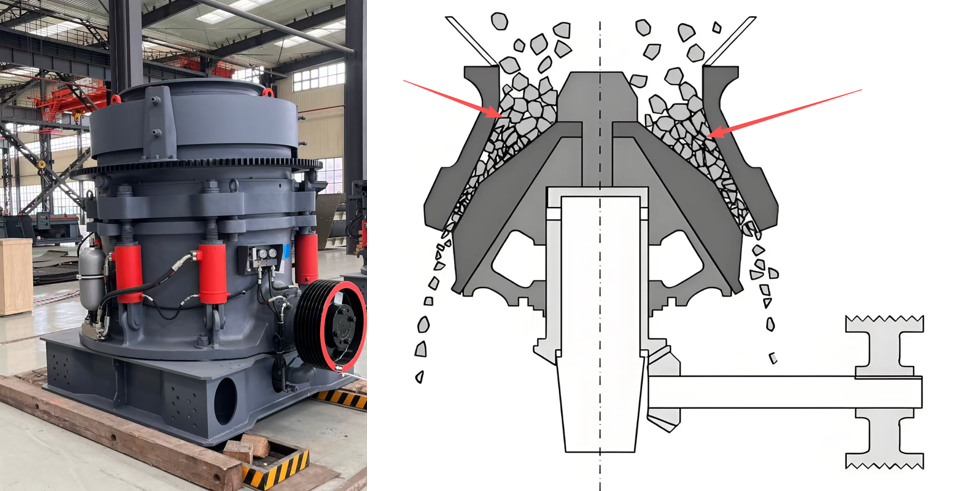 200tph Planta de Trituración de Piedras de Río-Diagrama del principio de trituración por laminación