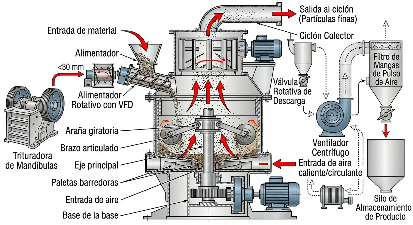 proceso industrial de molino pendular