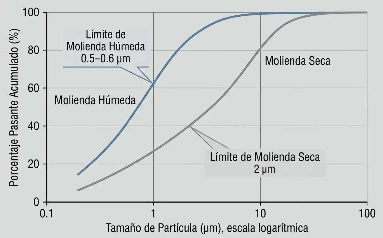 Gráfica de distribución de tamaño de partícula