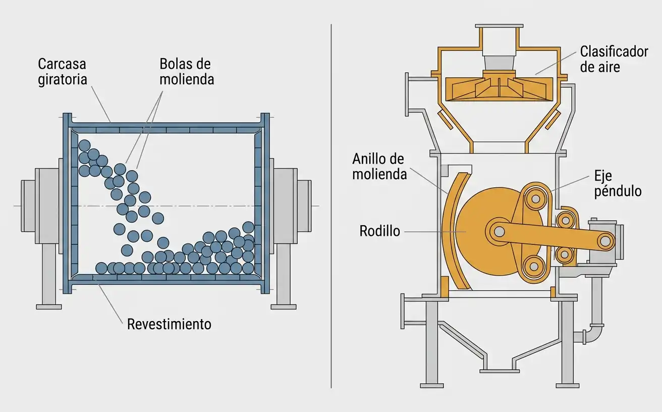 Molino de bolas horizontal vs molino Raymond