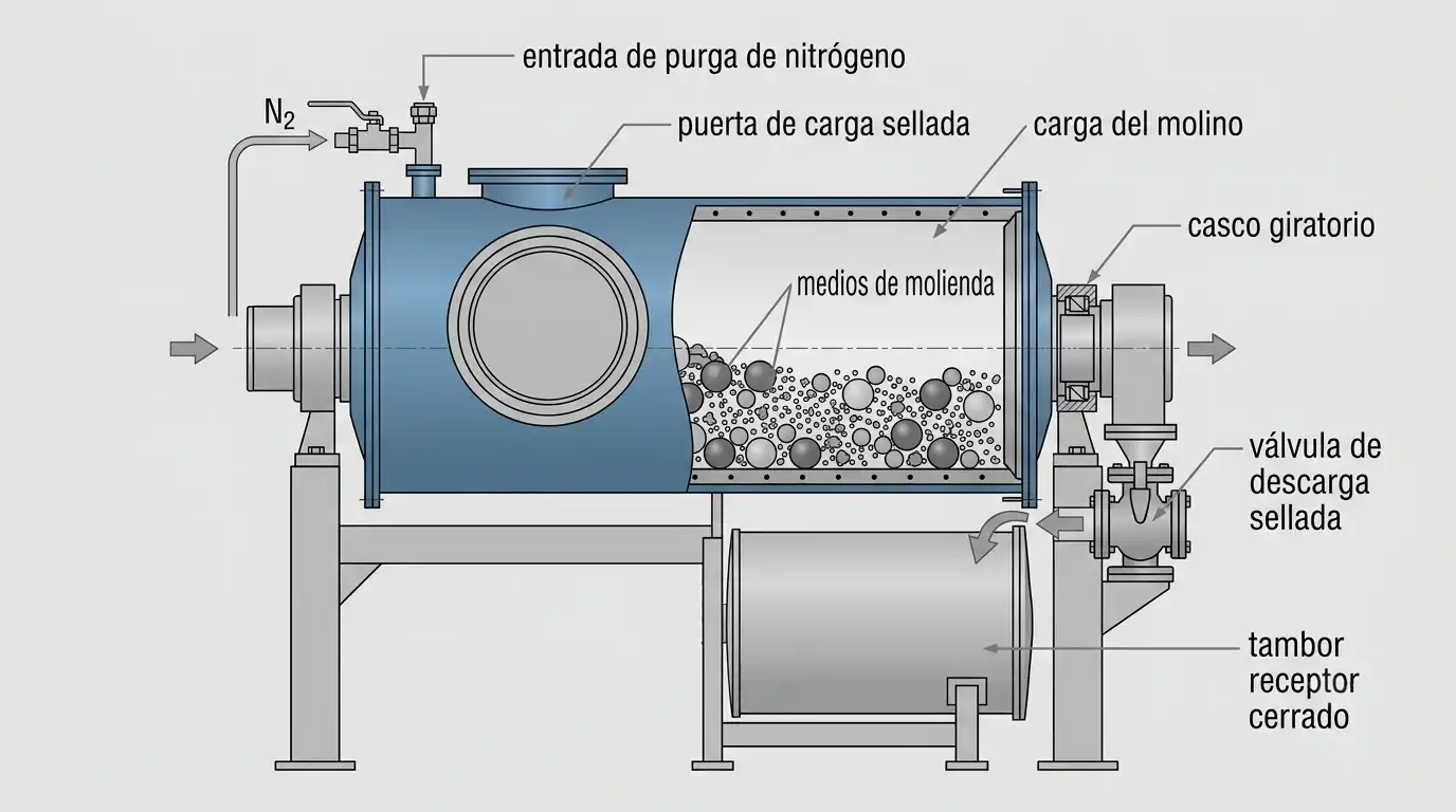 purga de nitrógeno y descarga cerrada para contención de material peligroso