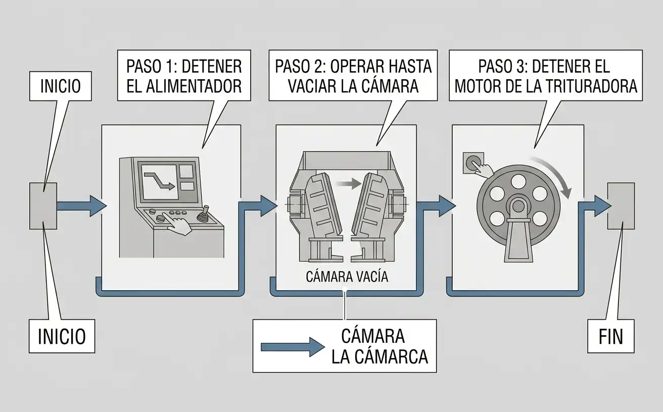Procedimiento de parada de la trituradora