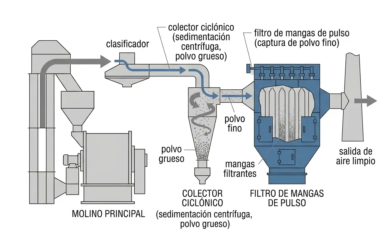 captación de polvo de dos etapas