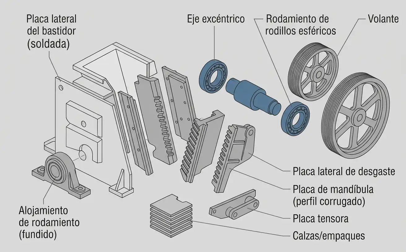 diagrama de despiece de una trituradora de mandíbula PE