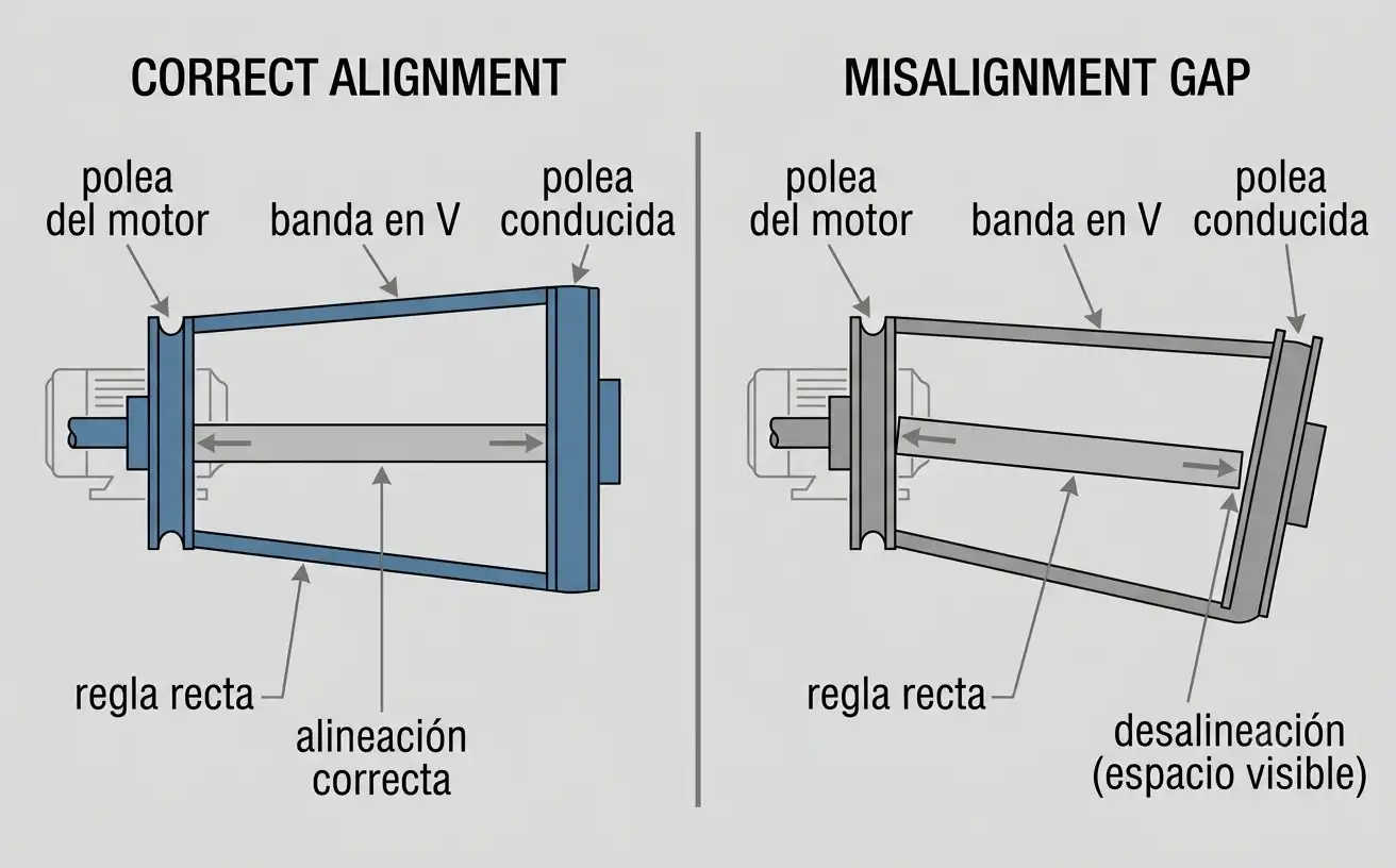 dos condiciones de alineación de poleas