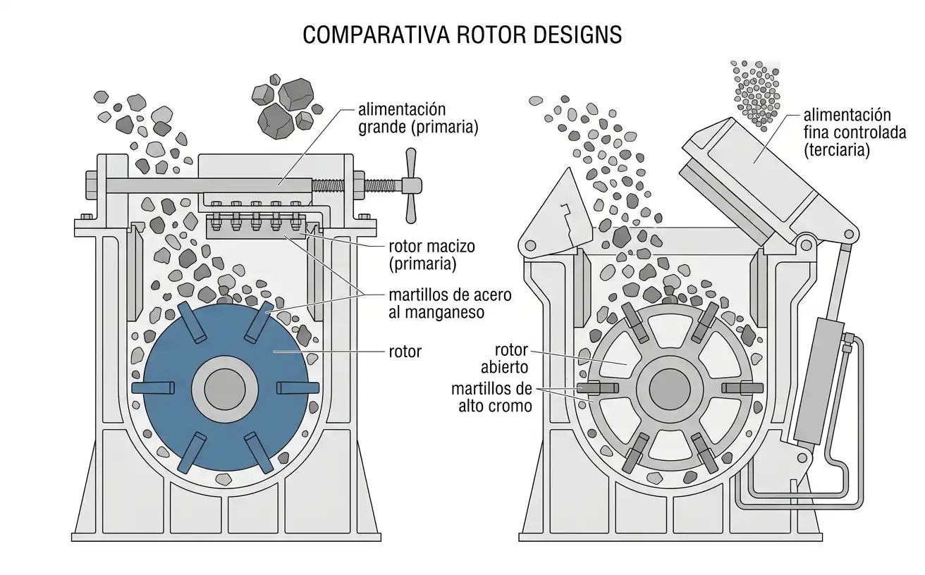 dos secciones transversales del rotor