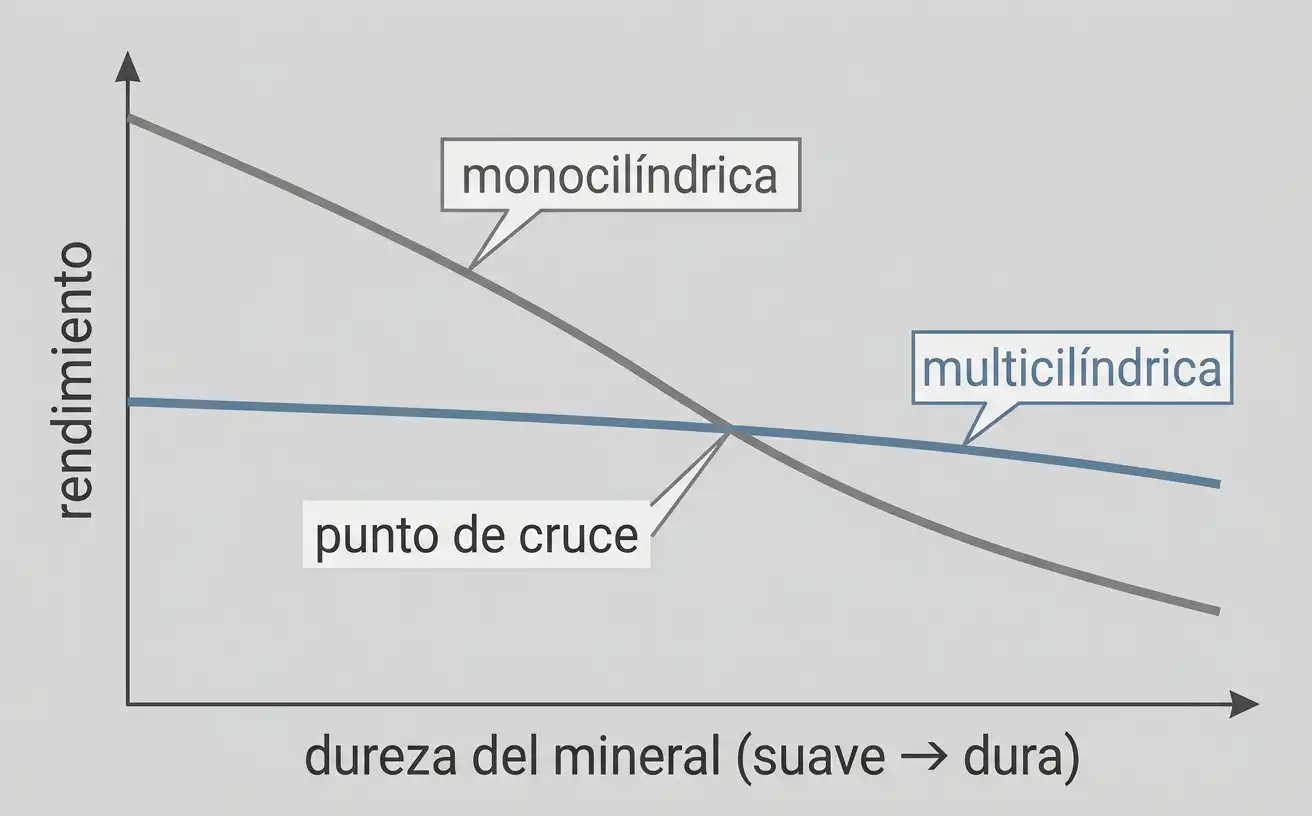 rendimiento relativo y dureza del mineral