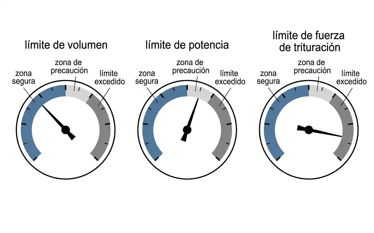volumen potencia y fuerza de trituración
