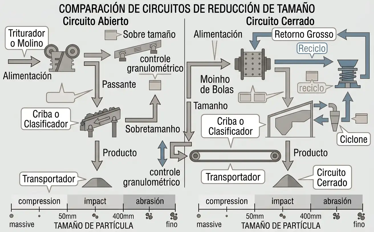 Diagrama de circuito abierto y cerrado con producto y retorno de sobre tamaño
