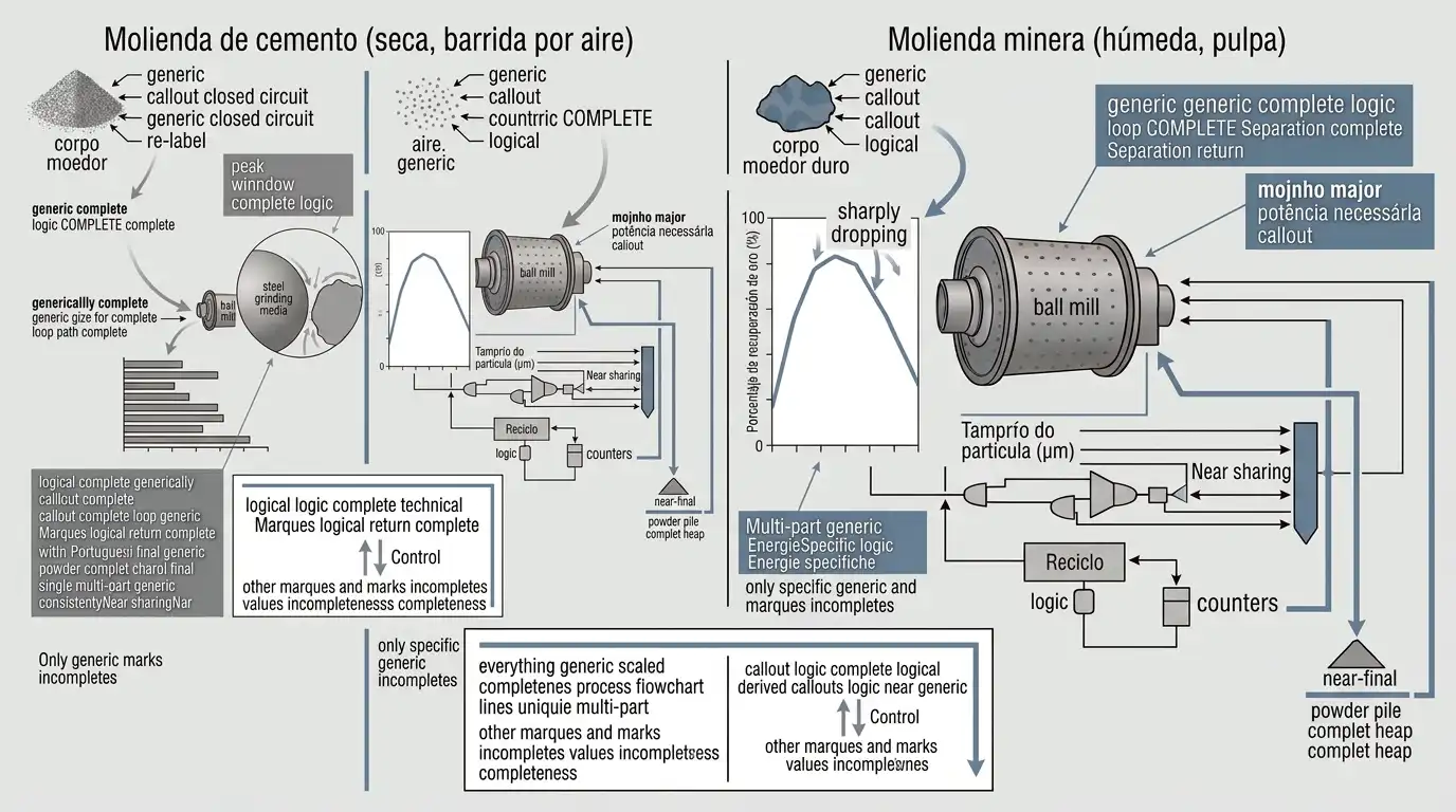 Molienda seca de cemento barrida por aire comparada con molienda húmeda de minerales en pulpa