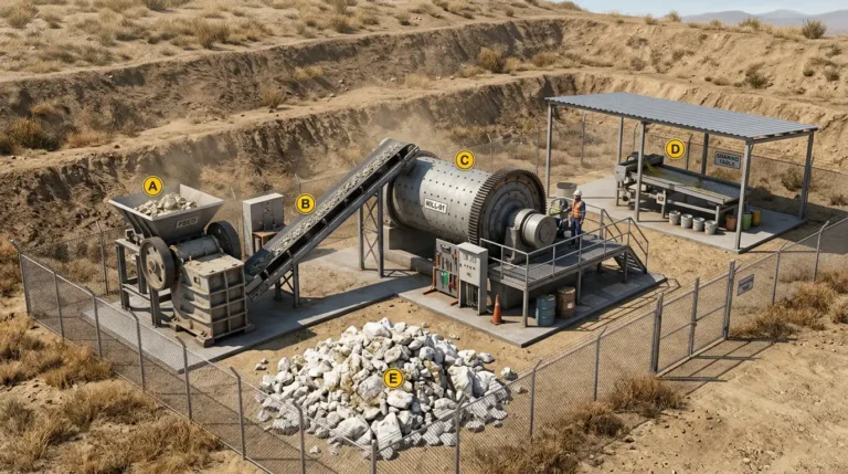 Planta pequeña de beneficio de oro en la sierra