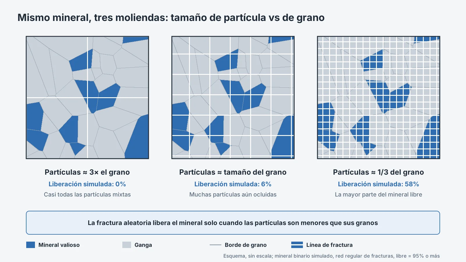 Tamaño de partícula frente a tamaño de grano